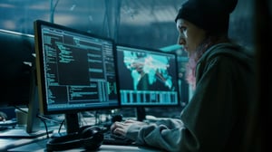endpoint-protection cybersecurity worker on computer