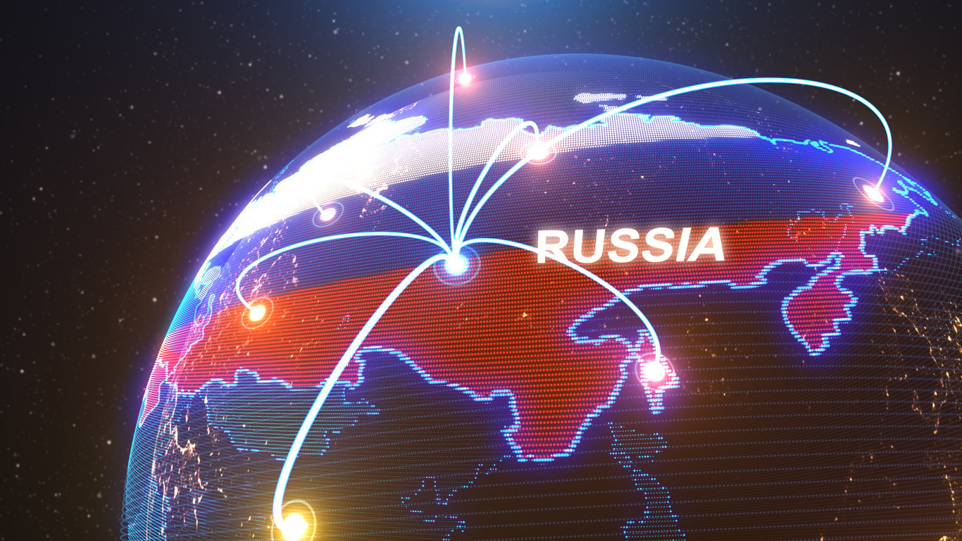 russia on globe